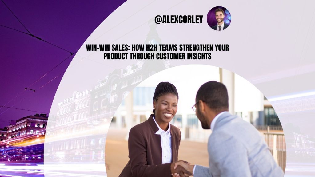 Smiling customer and business professional shaking hands, symbolising H2H (Human-to-Human) sales and customer engagement.