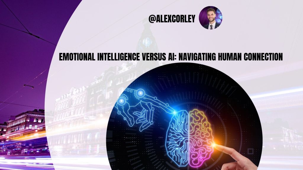 Illustration of a human brain and a robotic brain facing each other
